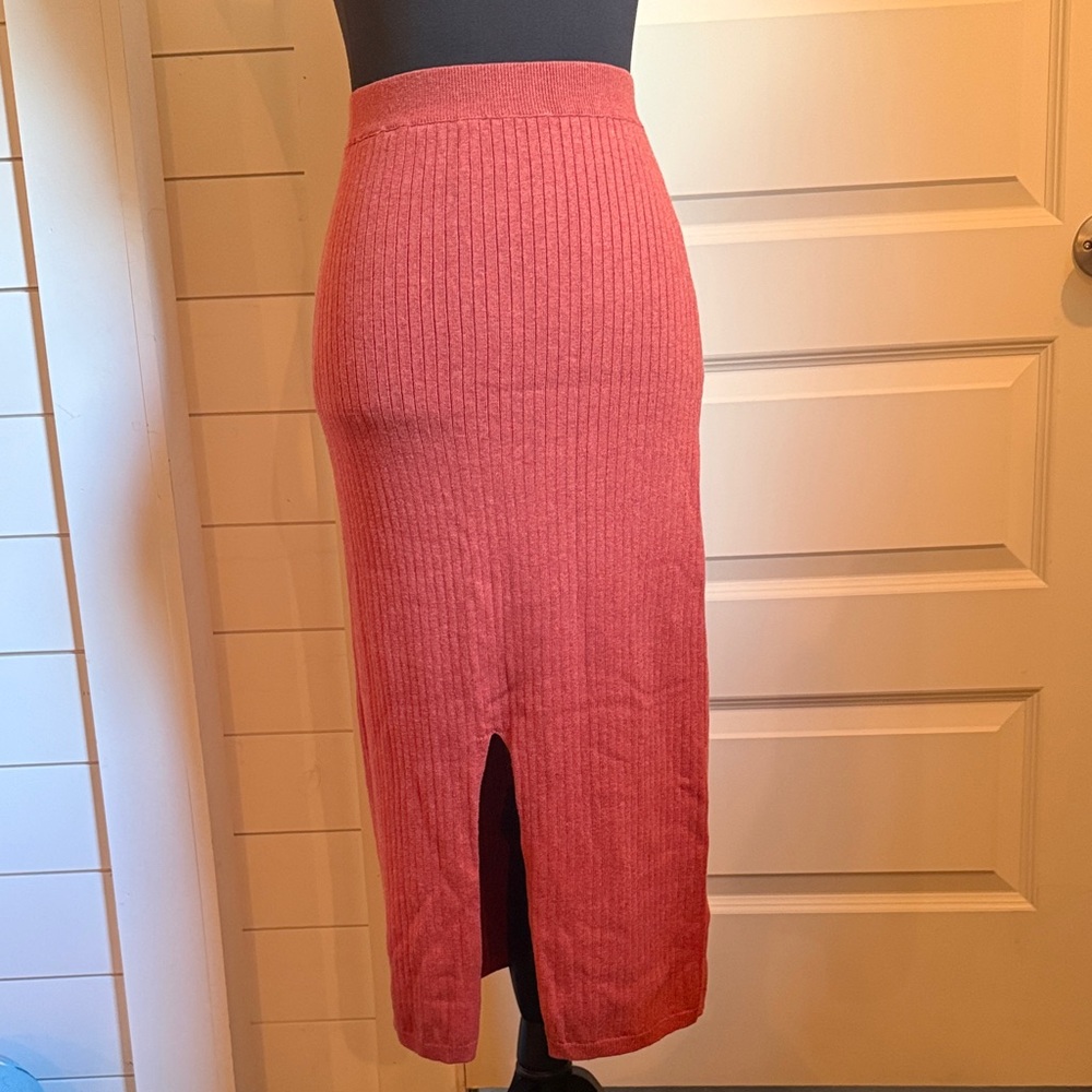 Free People - Rib-Knit Midi Skirt with Front Slit
